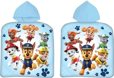 Produktbild von Paw Patrol Kinder Poncho Badetuch mit Kapuze Strandtuch 50x100cm - Pup Gang