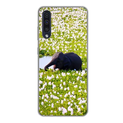 Produktbild von MuchoWow® Handyhülle Schutzhülle Hülle für Samsung Galaxy A50 Elefant - Wasser - Pflanzen - Grün - Natur - Tiere Silikon Softcase Handy Hülle - Mobiltelefonhülle