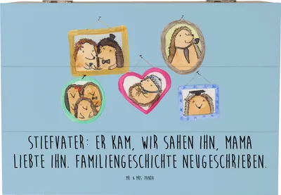 Produktbild von Mr. & Mrs. Panda fotokiste Stiefvater Liebe 22 x 15 cm - Blau Pastell - Geschenk, Schatzkiste, Geburtstage, Dankbarkeit, geschenkkiste, schatztruhe, Stiefkinder, Freund