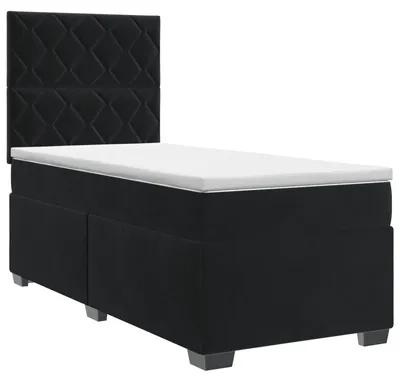 Image de vidaXL Lit boxspring avec matelas noir 100 x 200 cm velours