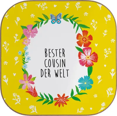 Produktbild von Mr. & Mrs. Panda Untersetzer Glas Cousin - Weiß - Geschenk, Vetter, Kousin, Cousine, Verwandtschaft, für Gläser, Coaster, Sohn von Tante, Holzuntersetzer, weinuntersetzer