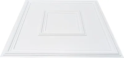 Immagine prodotto di Pannelli per soffitto, confezione da 12, 24 x 24 pollici, PVC, facile installazione, bianco geometrico