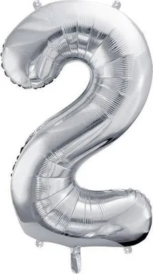 Immagine prodotto di Palloncino in foil Numero 2 argento, 86 cm