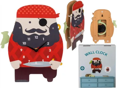 Image de Horloge murale pirate bois 21x29cm sur pile AA