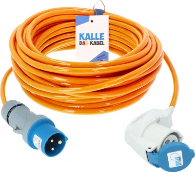 Produktbild von Kalle Verlängerungskabel CEE 230V 16A 2,5mm² Winkel Kompakt Extreme Signal Orange IP44 15 Meter