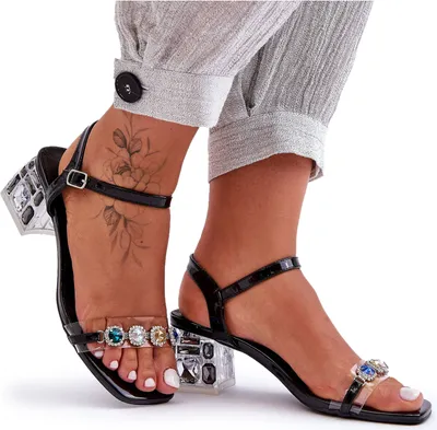 Produktbild von Damen Sandalen Mit Kristallen Auf Absatz Schwarz SBarski MR1037-01 37