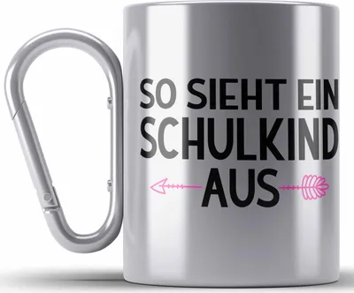 Produktbild von Trendation - Kita Abgängerin 2022 Einschulung Mädchen Geschenk Edelstahl Tasse Karabiner Schulstart 1. Schultag Schuleinführung Schulanfang Geschenkidee Schulkind Lustig (Silber)