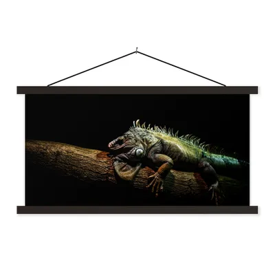 Produktbild von MuchoWow® Textilposter Tier - Zweig - Schwarz 60x30 cm mit schwarzem Rahmen - Textilien