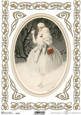 Immagine prodotto di ITD carta di riso per decoupage, donna, medaglione, inverno R1130