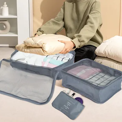 Produktbild von Reiseorganizer-Set 11-teilig grau platzsparend