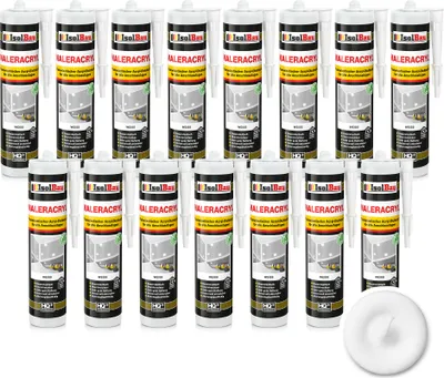 Produktbild von Isolbau Maleracryl 15 x 300 ml Weiß - Plastoelastischer Acryl-Dichtstoff zum Abdichten von Fugen im Innen- & Außenbereich - Kartusche