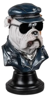 Produktbild von Deko Büste Bulldog Bulldogge mit Sonnenbrille H. 35cm Kunststein Formano WA