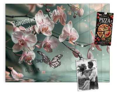 Produktbild von Magnettafel 120x90cm Pinnwand Whiteboard beschreibbar - Orchideen Schmetterling