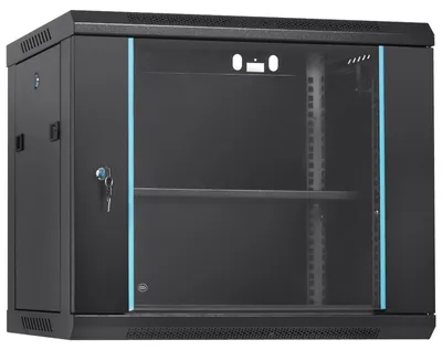 Immagine prodotto di Armadio a parete per reti, con porta in vetro e fori di ventilazione – Rack server da 9U per apparecchiature IT