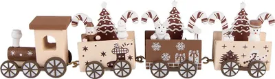Obrázok produktu pre Clayre & Eef Vianočná dekorácia figúrka vlak 27x4x8 cm béžová drevo