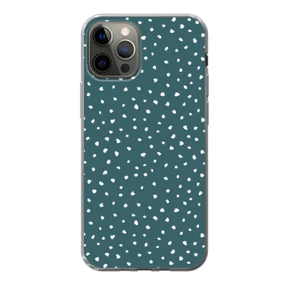 Produktbild von MuchoWow® Handyhülle Schutzhülle Hülle für iPhone 12 Pro Polka dots - Weiß - Grün Silikon Softcase Handy Hülle - Abdeckung