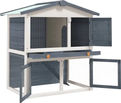 Obrázek produktu pro vidaXL králíkárna se 3 dveřmi Grey Wood