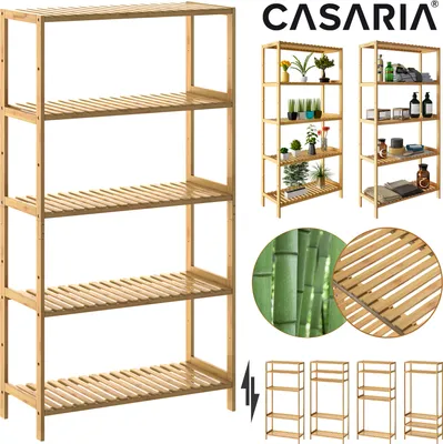 Produktbild von CASARIA® Badregal Standregal Bambus 5 Böden 60x26x130cm Groß Stehend Offen 50 kg Belastbarkeit Holz Bad Badezimmer Küche Wohnzimmer Keller Regal Natur