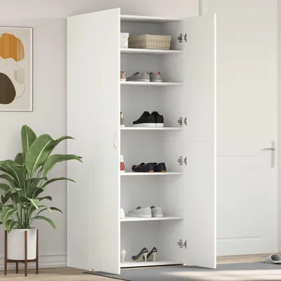 Produktbild von Möbel Schuhschrank 80 x 35,5 x 180 cm Holzwerkstoff Weiß - Schuhregale &1629