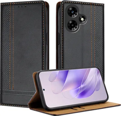 Produktbild von Handyhülle für Infinix Hot 30i Leder Flip Klappbare Schutzhülle mit Standfunktion Schwarz
