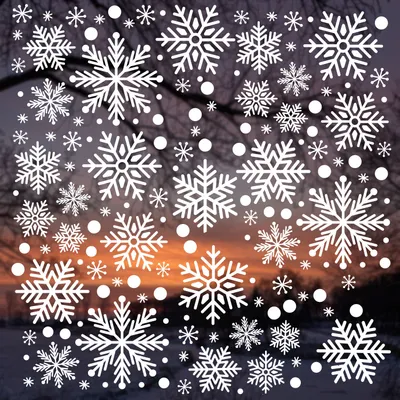 Produktbild von younikat Fensterbild Schneeflocken Weihnachten 180 Teile I Winter weiß I statisch haftend I wiederverwendbar I dv_1553