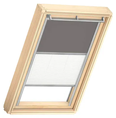 Produktbild von Dachfenster Duo Verdunkelungsrollo für SK06, Grau, mit grauer Führungsschiene