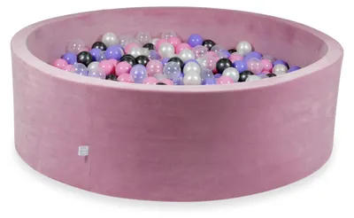 Produktbild von Trockenbecken 130x40cm Velvet Soft Pink mit 700 Bällen: Metallic Graphit, Heather, Puderrosa, Pearl, Transparent