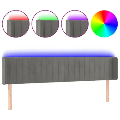 Zdjęcie produktu dla Zagłówek Do Łóżka Z Led, Jasnoszary, 183X16X78/88 Cm, Aksamit Lumarko!
