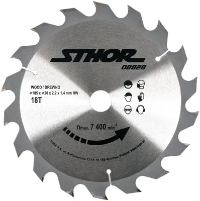 Imagen del producto de Disco de sierra circular de metal duro, 185 mm, 18 dientes, orificio de 20 mm