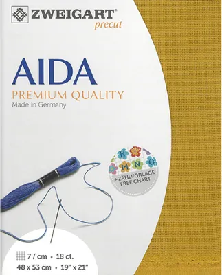 Obrázok produktu pre AIDA Zweigart Precut 18 ct. Fine Aida 3793 farba 3008 curry, látka na vyšívanie krížikom 48x53 cm
