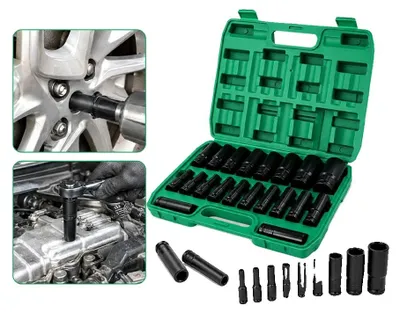 Productafbeelding van Schlagsleutelsleutelset, 20-delig, 1/2 inch aandrijving, maten van 8 mm tot 32 mm, gemaakt van chroom-vanadiumstaal, zeshoekig ontwerp