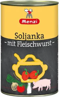 Produktbild von Menzi Soljanka mit Fleischwurst & Gurke 4200 G Dose säuerlicher Geschmack Tafelfertig Glutenfrei Palmölfrei