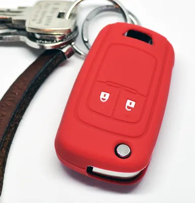 Produktbild von Auto Schlüssel Silikon Schutz Hülle Rot kompatibel mit Opel Chevrolet ab 2008 2 Tasten Klappschlüssel