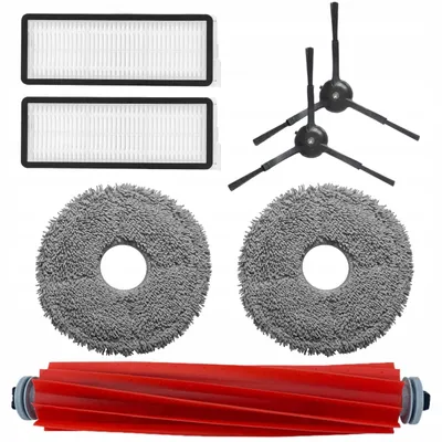 Image de Kit d'accessoires pour aspirateur Roborock Q Revo S, Pro, MaxV - 7 pièces - comprenant des brosses, des filtres HEPA et des serpillières - avec des brosses latérales noires
