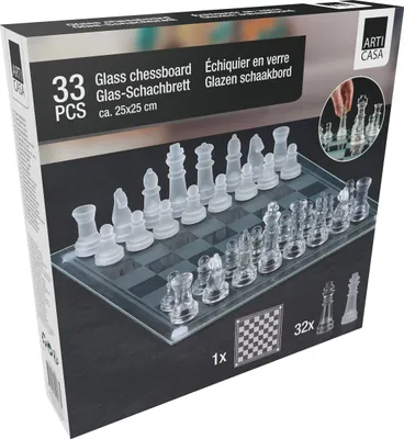 Zdjęcie produktu dla Zestaw 33-częściowy Arti Casa w wzór szachownicy – 25 x 25 cm – 900 g – szkło