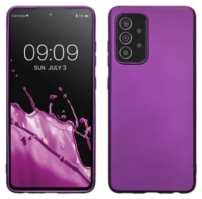 Produktbild von kwmobile Handyhülle für Samsung Galaxy A52 / A52 5G / A52s 5G Hülle - Silikon Case metallisch schimmernd - Schutzhülle Cover - Metallic Violett