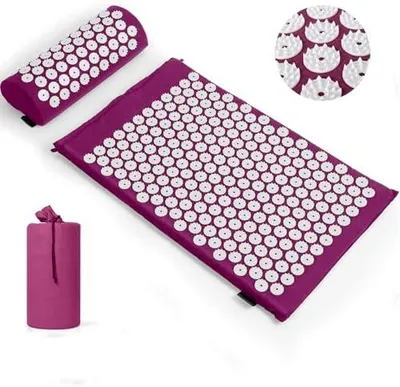 Produktbild von Akupressurmatte, Akupunktur matte, Akkupressmatte zur Linderung von Nacken und Rückenschmerzen, Acupressure Mat mit Muskelentspannung und Stressabbau, Shiatsu matte zur Ischiasentlastung, Lila Weiß