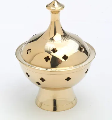 Produktbild von Räucherschale, Räuchergefäß Orient aus Messing Gold Höhe 11 cm für Räucherkohle