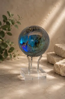 Produktbild von Labradorit Kugel 65mm olivgrün azurblauer Edelstein 1935ct