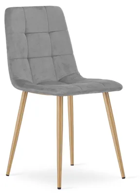 Imagen del producto de Sillón - Leobert - Kara - Terciopelo gris claro / Patas de roble - 45 x 50,5 x 87 cm
