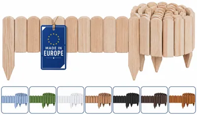 Obrázek produktu pro Woodygift – dřevěná ohraničení záhonů, svinovací plot, zahradní plot, ohraničení trávníku, palisáda – flexibilní svinovací ohraničení pro záhony a trávníky, přírodní, 10 x 200 cm