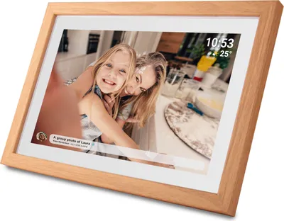 Immagine prodotto di Denver PFF-1040LW Cornice digitale da 10,1" con WLAN, touchscreen, 16 GB di memoria e App Frameo - Cornice in legno Oak
