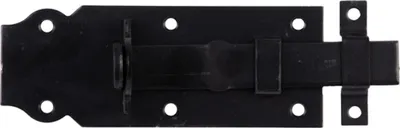 Produktbild von ALBERTS Schlossriegel, mit flachem Griff, gerade, mit Schlaufe, vz, sw, Platte LxB120x44mm