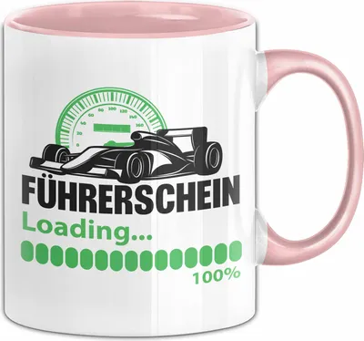 Produktbild von Führerschein Bestanden Tasse Geschenk Fahrlehrer Geschenkidee für Schüler Führerschein Loading Kaffee-Becher (Rosa)