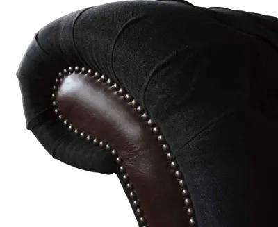 Obrázek produktu pro Chesterfield 3místná pohovka kožené čalounění sedací látky černé