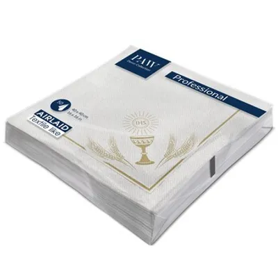 Produktbild von Paw Professional Dinner My First Communion (Gold) Napkin, 1 vrstva 40X40 cm skládané 1/4 ubrousky 50 kusů v balení. Vyrobeno ze vzdušné tkaniny.