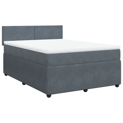 Produktbild von Boxspringbett mit Matratze Dunkelgrau 140x190 cm Samt