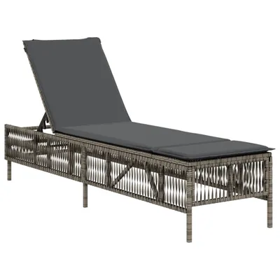 Produktbild von Sonnenliege mit Auflage Grau Poly Rattan