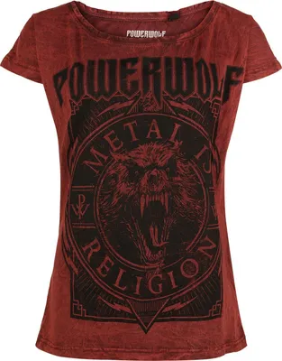 Produktbild von Powerwolf T-Shirt Damen Metal Circle rot Band-Merch, Bands 100% Baumwolle L