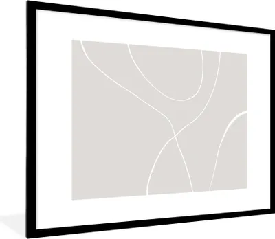 Produktbild von MuchoWow® Gerahmtes Poster Linienkunst - Abstrakt - Pastell 80x60 cm - Poster mit Schwarzem Bilderrahmen Wandposter Rahmen Foto Bilder - Schlafzimmer-Dekorationen - Fotoposter